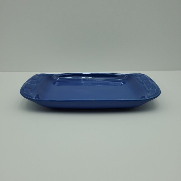 Longaberger Pottery Woven Traditions Cornflower Blue Snack Plate Serving Dish - Picture 4 of 7